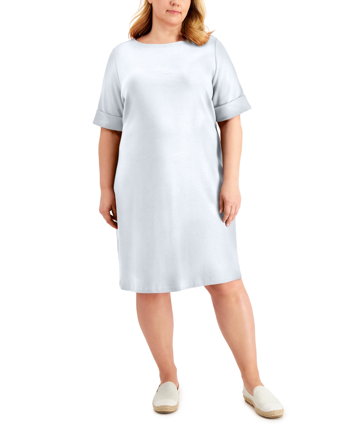 Karen Scott Plus Size Solid Boat-Neck Dress, Created for Macy's | Smart  Closet