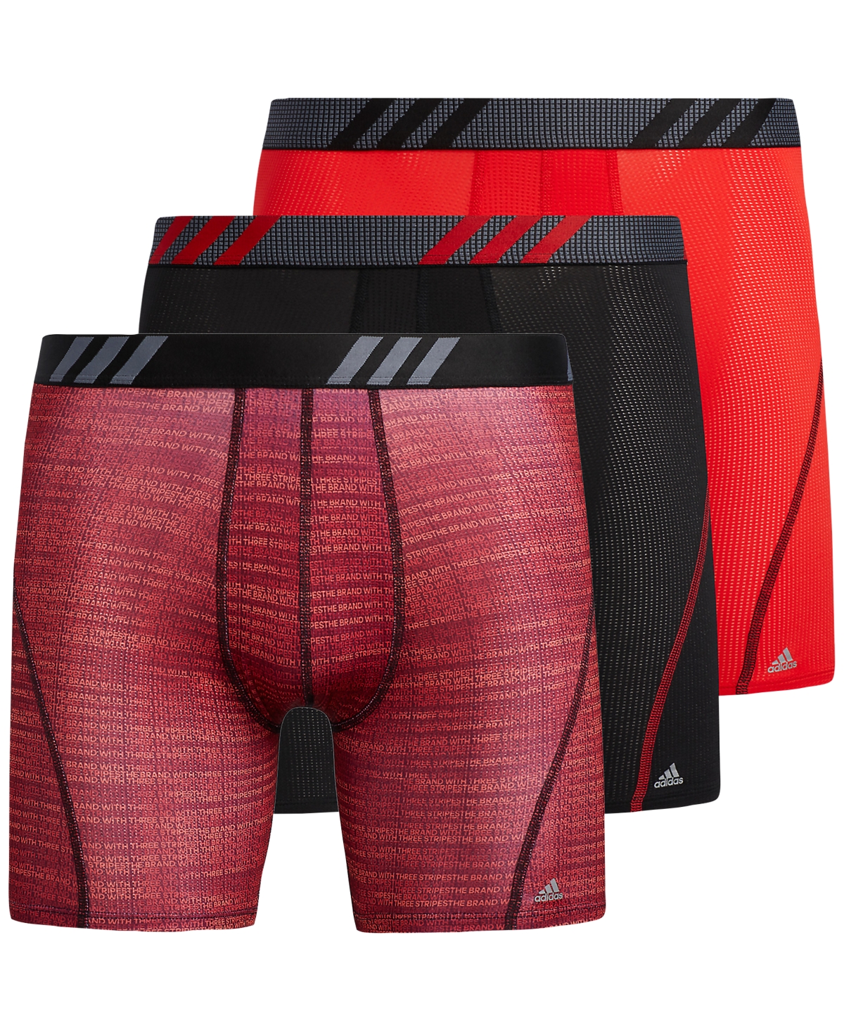 Adidas Originals Adidas Mens Sport Performance Mesh Graphic Boxer Briefs 3 Pack In Red Modesens 