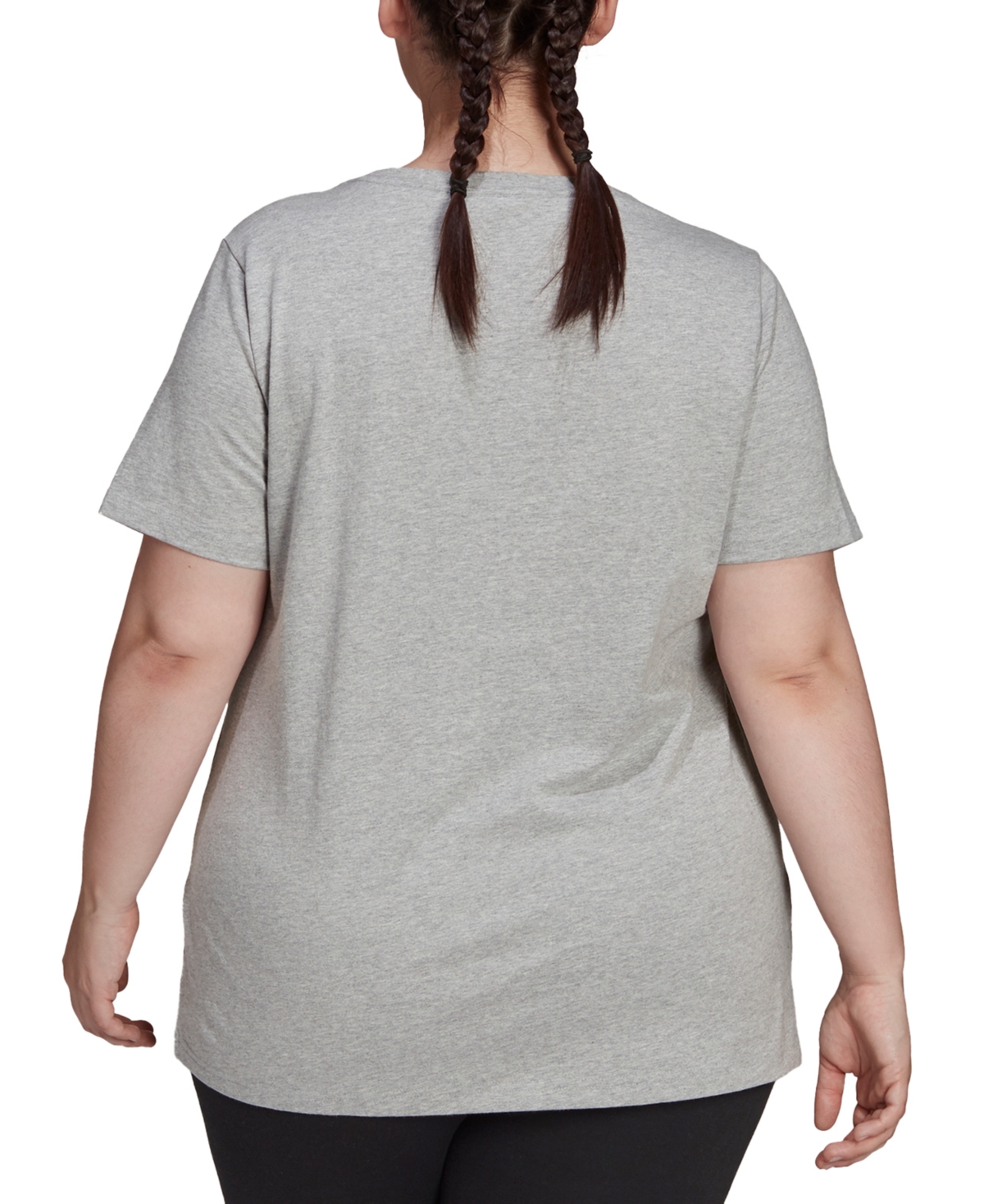 Adidas Originals Womens Crew Neck Short Sleeve Active T-shirt In Medium Grey Heather,white