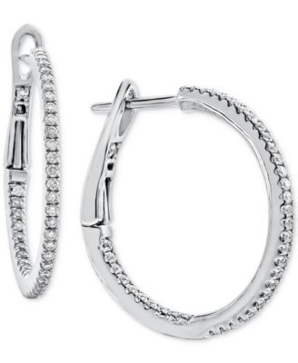 Diamond Inside Out Hoop Earrings 1 4 ct. t.w. in 14k White Gold
