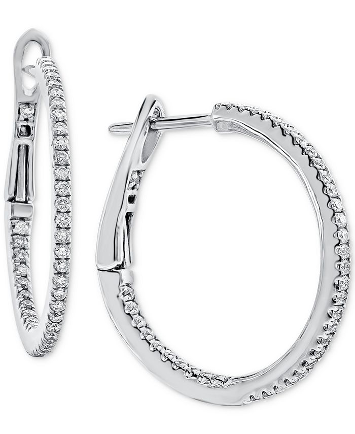 Macy's Diamond Inside Out Hoop Earrings (1/4 ct. t.w.) in 14k White ...