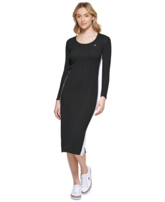 tommy jeans ribbed midi dress