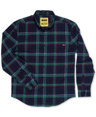 RSVLTS - Men's Batman The Joker Regular-Fit Plaid BorlandFlex Flannel Shirt