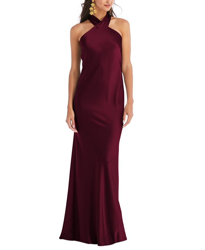 Dessy Collection Lovely Draped Halter Gown - Macy's