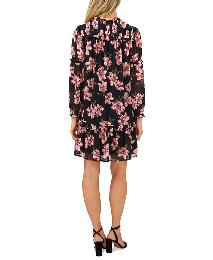 CeCe Women's Long Sleeve Floral-Print Ruffled Dress - Macy's