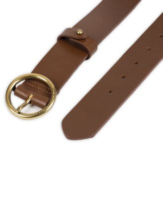 Women's Circular Center Bar Buckle Leather Belt