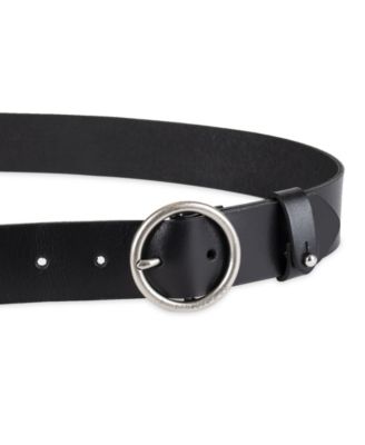 Women's Circular Center Bar Buckle Leather Belt