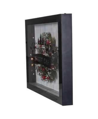 14" Framed 3D Merry Christmas LED Christmas Box Decor