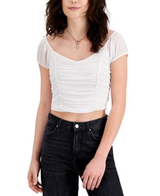 Almost Famous - Juniors' Ruched Mesh Top