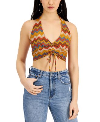 Crave Fame - Juniors' Front Tie Halter Top