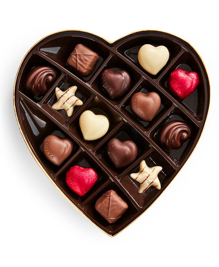 Godiva Valentine's Day Heart Assorted Chocolate Gift Box, 14 Pieces ...