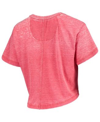 Women's Heathered Scarlet Nebraska Huskers Edith Vintage-Like Burnout Crop T-shirt