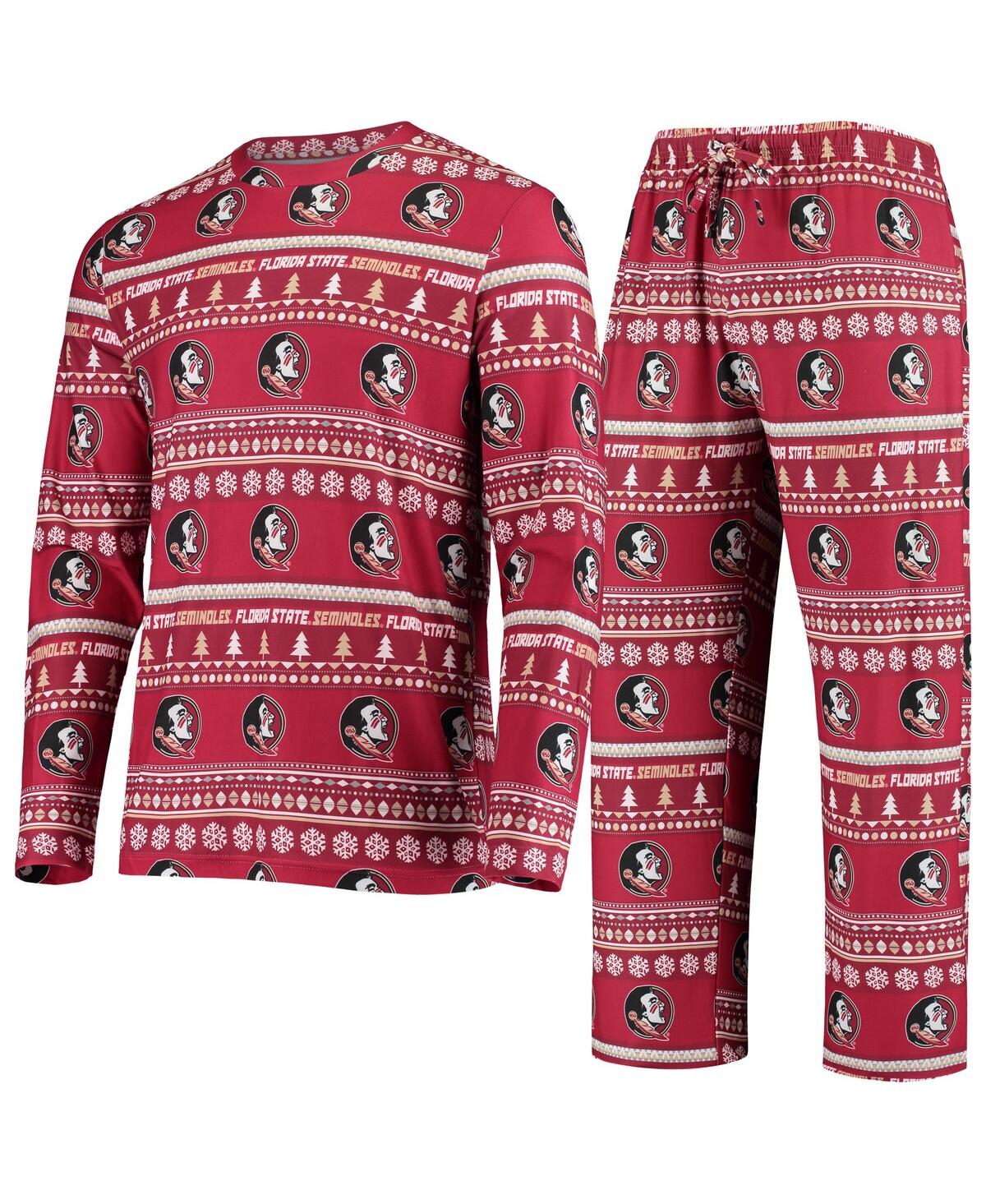 CONCEPTS SPORT MEN'S GARNET FLORIDA STATE SEMINOLES UGLY SWEATER KNIT LONG SLEEVE TOP AND PANT SET