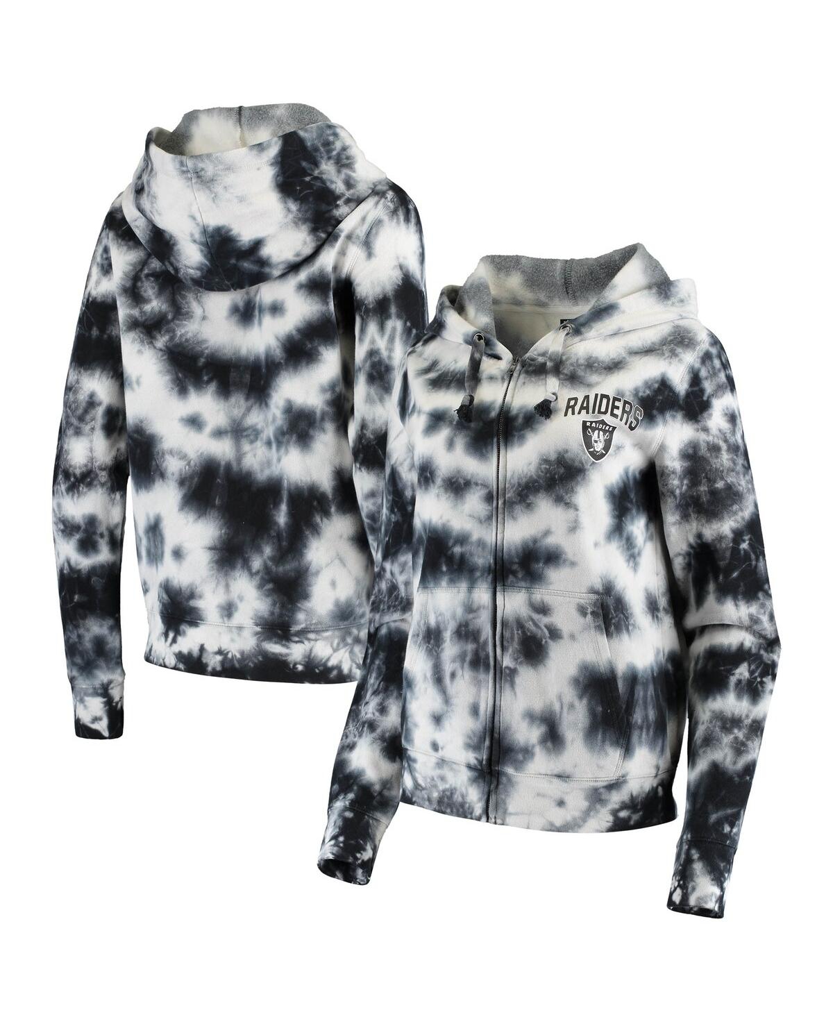 Women's Black Las Vegas Raiders Tie Dye Fleece Full-Zip Hoodie - Black