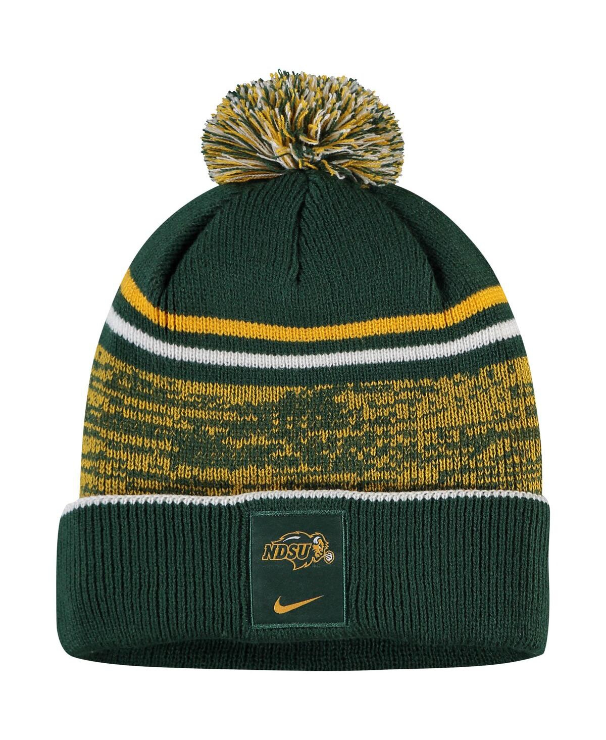 Men's Green and Yellow Ndsu Bison Sideline Cuffed Knit Hat with Pom