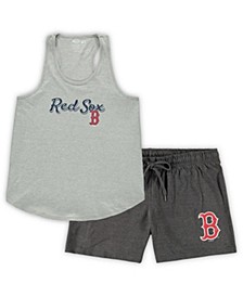 Women's Heathered Gray, Heathered Charcoal Boston Red Sox Plus Size Tank Top and Shorts Sleep Set