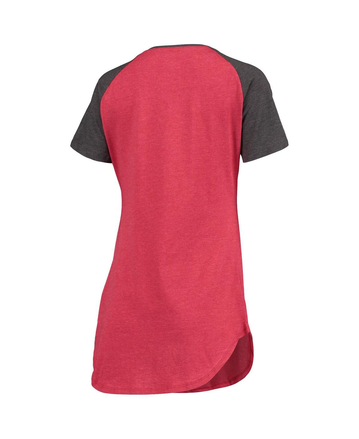 Shop Concepts Sport Women's Crimson, Charcoal Oklahoma Sooners Raglan V-neck Nightshirt In Crimson,charcoal