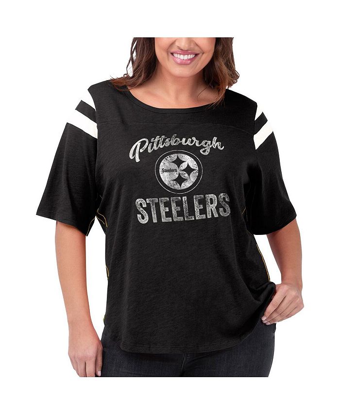 Touch Women's Black Pittsburgh Steelers Plus Size Curve HalfSleeve T