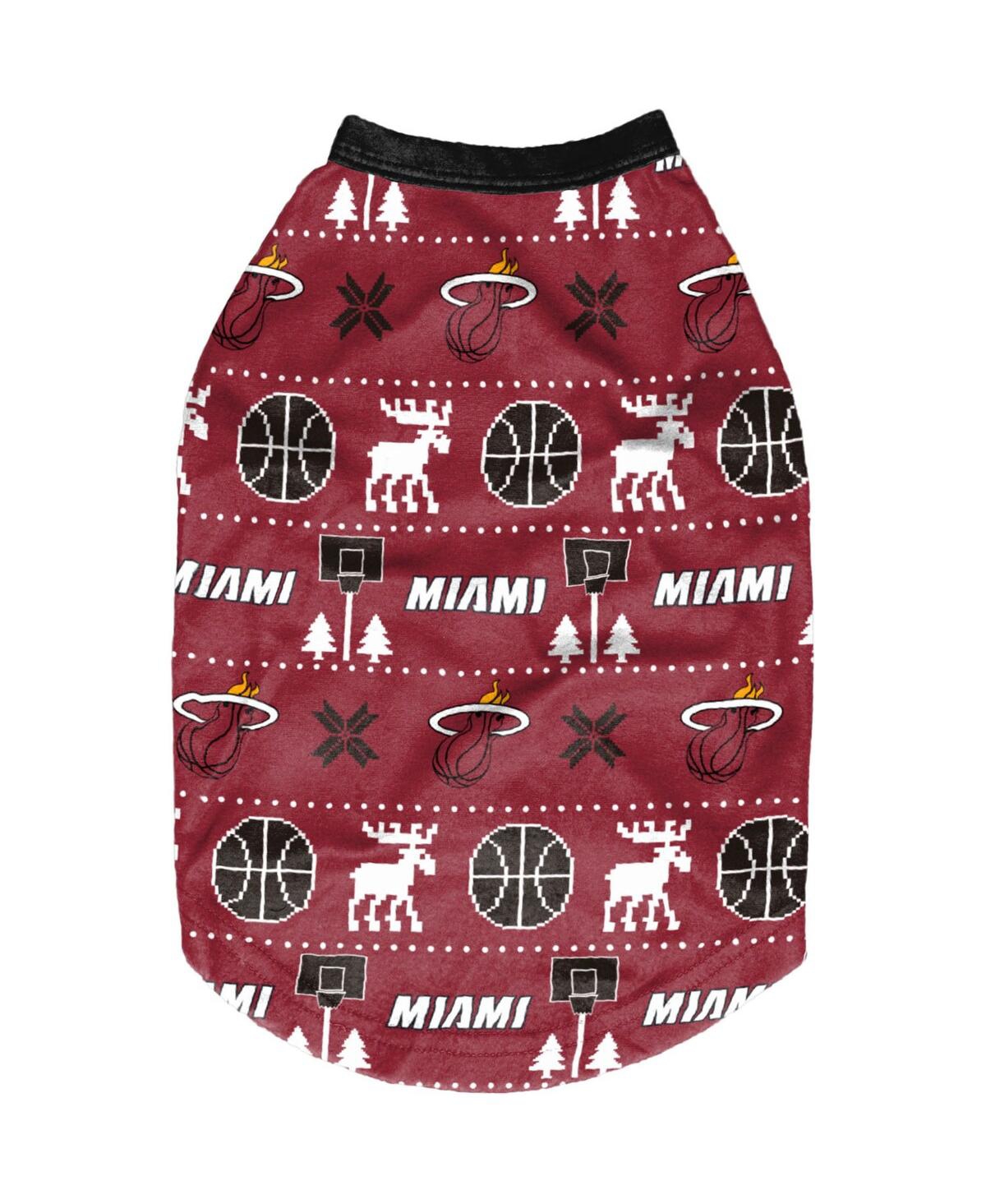 Miami Heat Printed Dog Sweater - Maroon