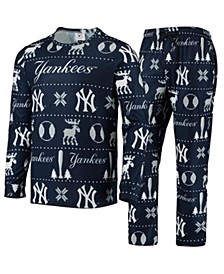 Men's Navy New York Yankees Ugly Pajama Sleep Set