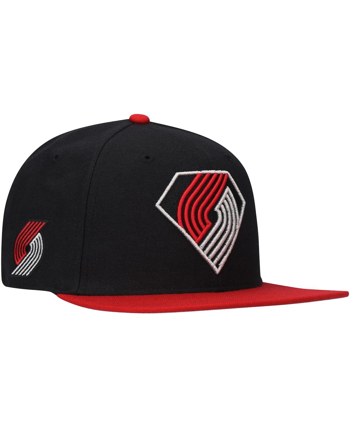 47 Brand Men's Black And Red Portland Trail Blazers 75th Anniversary Carat Captain Snapback Hat In Black,red