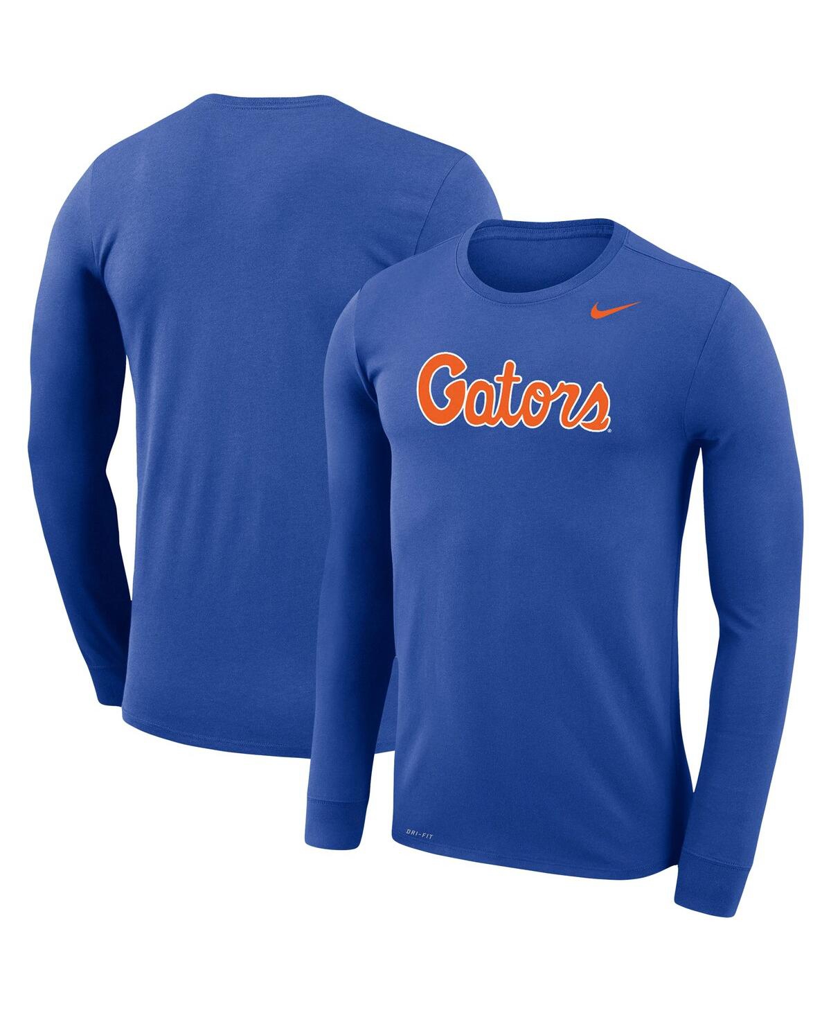 Men's Royal Florida Gators School Script Logo Performance Legend Long Sleeve T-shirt