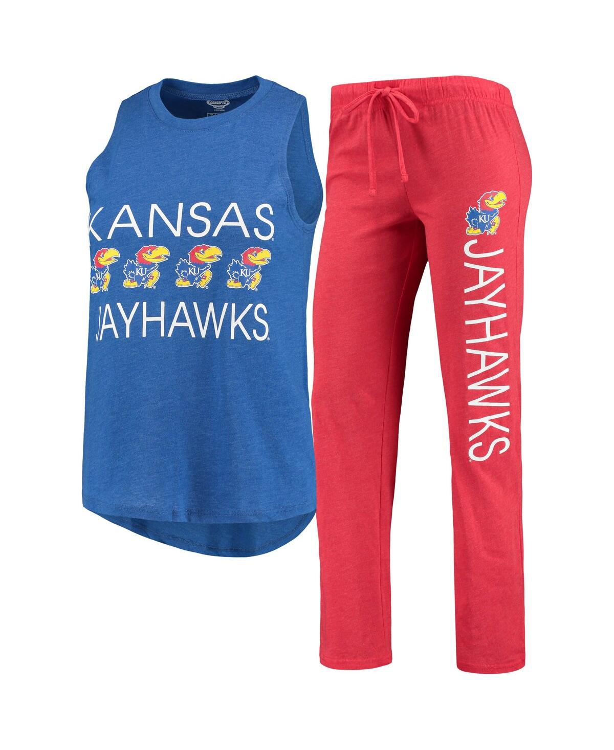 Shop Concepts Sport Women's Royal, Red Kansas Jayhawks Team Tank Top And Pants Sleep Set In Royal,red