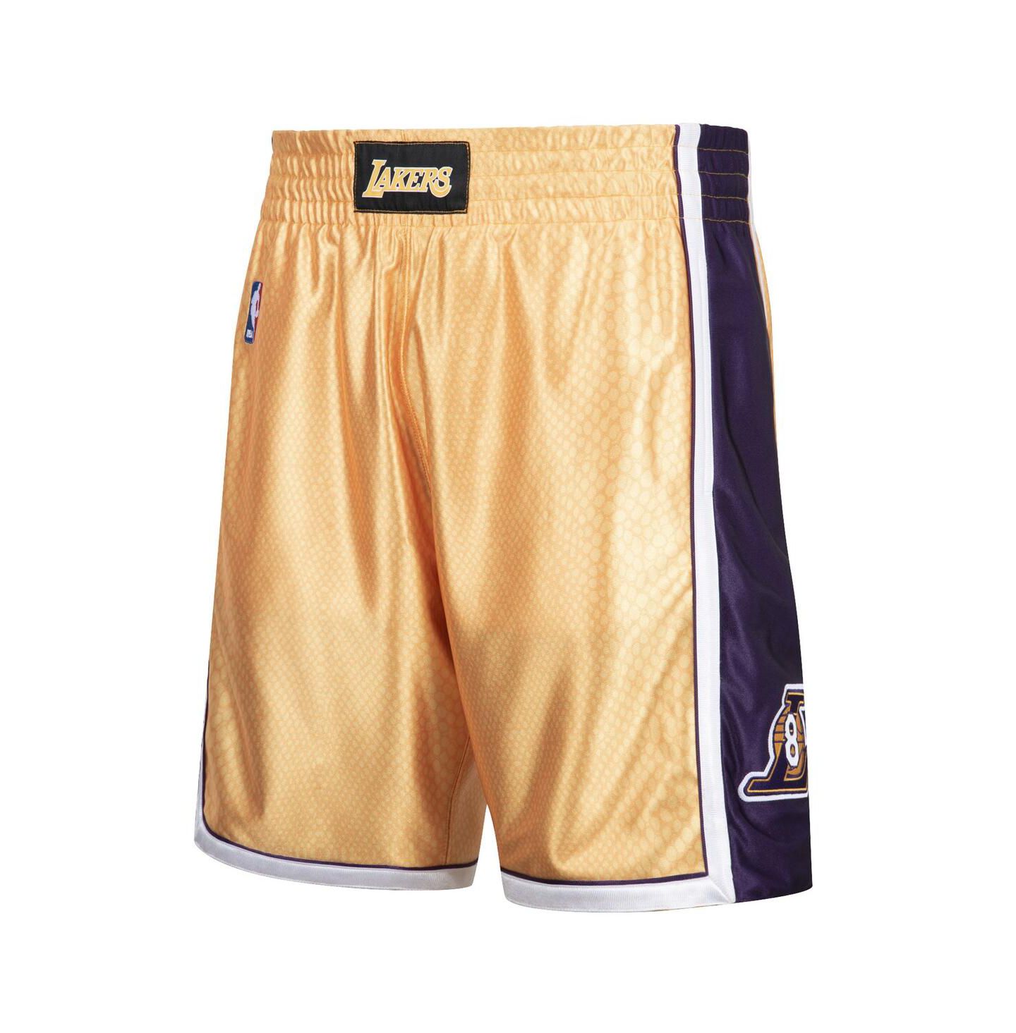 Мужские шорты Mitchell & Ness Kobe Bryant Gold-Tone and Purple Los Angeles Lakers Authentic Reversible — фото 4