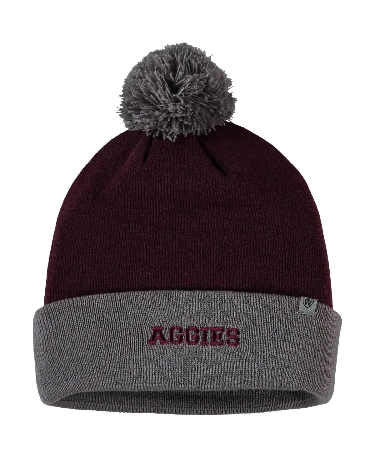 Men'sand Gray Texas A&M Aggies Core 2-Tone Cuffed Knit Hat with Pom - Maroon, Gray