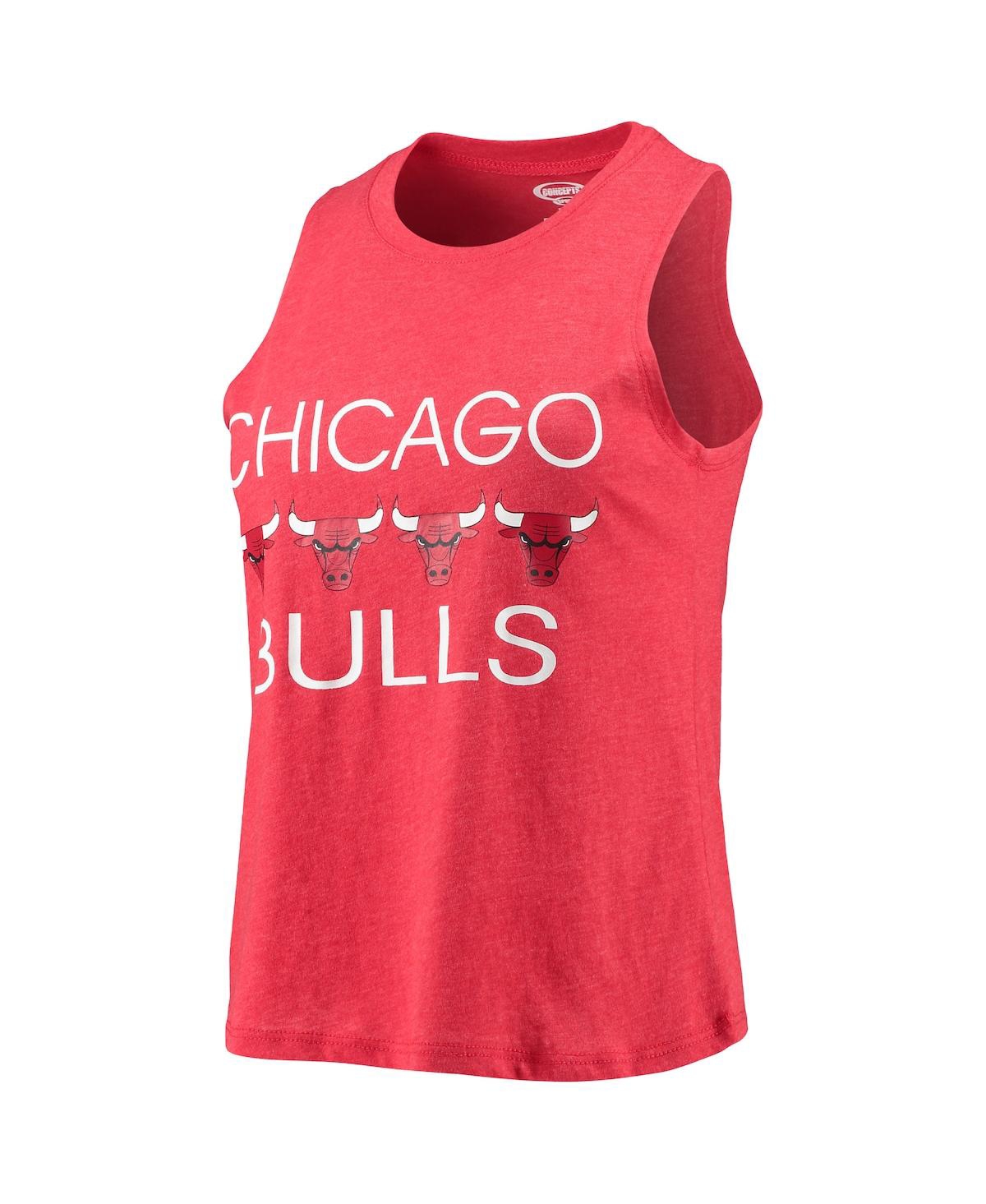 Shop Concepts Sport Women's Heathered Red, Heathered Black Chicago Bulls Tank Top And Pants Sleep Set In Heathered Red,heathered Black