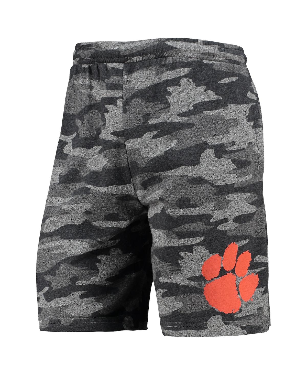 Concepts Sport Men's Charcoal And Gray Clemson Tigers Camo Backup Terry Jam Lounge Shorts In Charcoal,gray