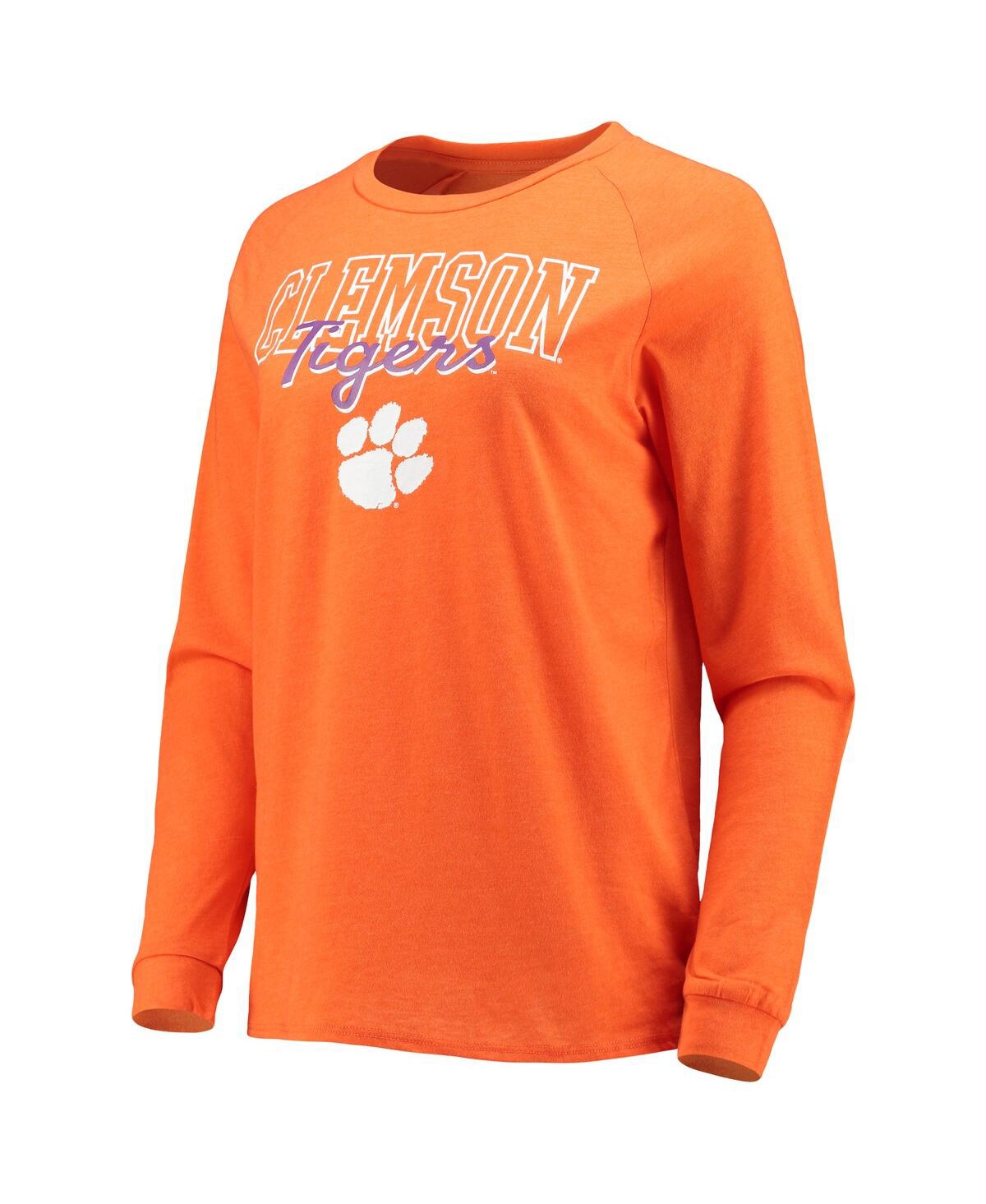 Shop Concepts Sport Women's Orange, Gray Clemson Tigers Raglan Long Sleeve T-shirt And Shorts Sleep Set In Orange,gray