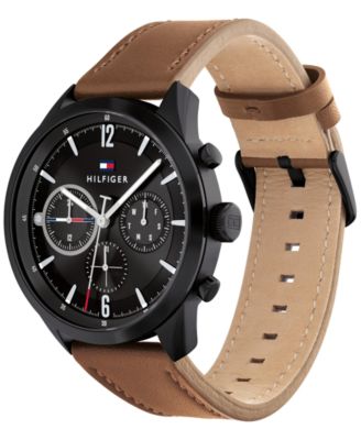 Men's Brown Leather Strap Watch 44mm