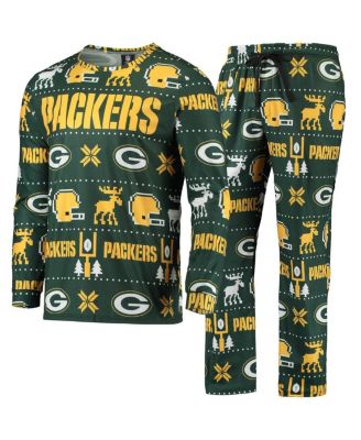 Mens Bay Packers Wordmark Ugly Pajama Set Macys Men Clothing Loungewear Pajamas 