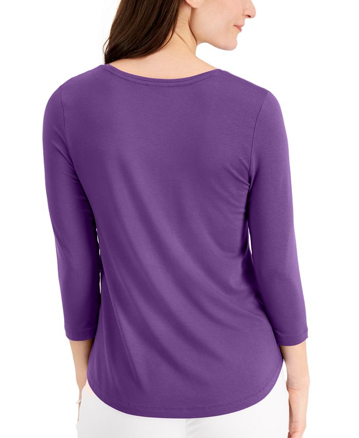 JM Collection Petite 3/4-Sleeve Solid Top, Created for Macy's & Reviews ...