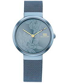 Women's Blue-Tone Stainless Steel Mesh Bracelet Watch 32mm