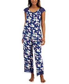 Lace-Trim Printed Pajama Set, Created For Macy's
