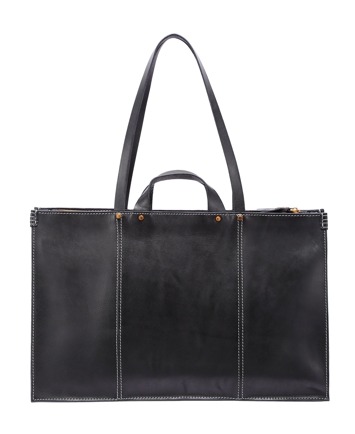Women's Genuine Leather Sandstorm Tote Bag - Black