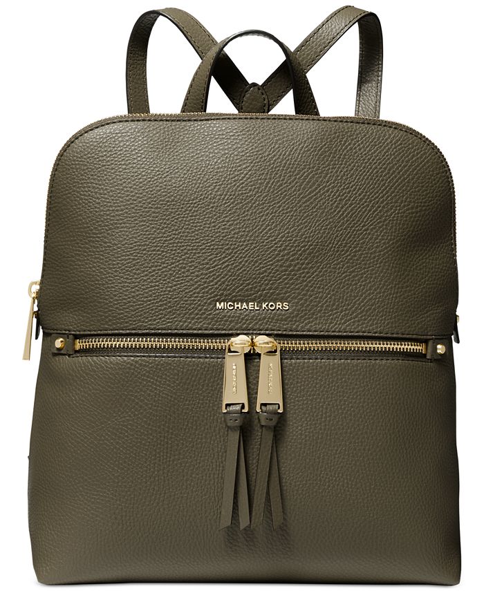 Michael Kors Rhea Zip Pebbled Vegan Leather Slim Backpack - Bright