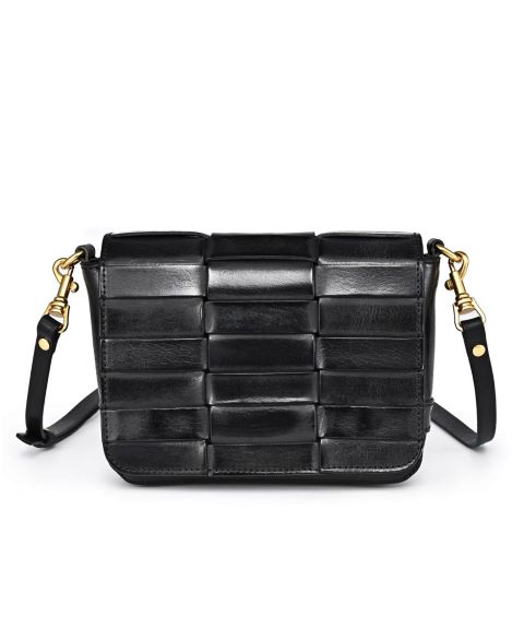 Женская сумка OLD TREND Lupine Mini Woven Leather Crossbody, цвет: Чёрный