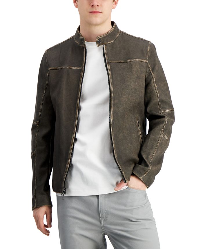 Michael Kors Men's Distressed Racer Jacket, Created for Macy's & Reviews -  Coats & Jackets - Men - Macy's