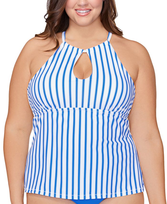 Raisins Curve Trendy Plus Size Juniors' Solid Rosalie Underwire Tankini Top Women's Swimsuit