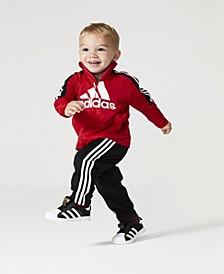 Baby Boys Zip Front 3-Stripes Tricot Jacket and Tapered Track Pants, 2 Piece Set