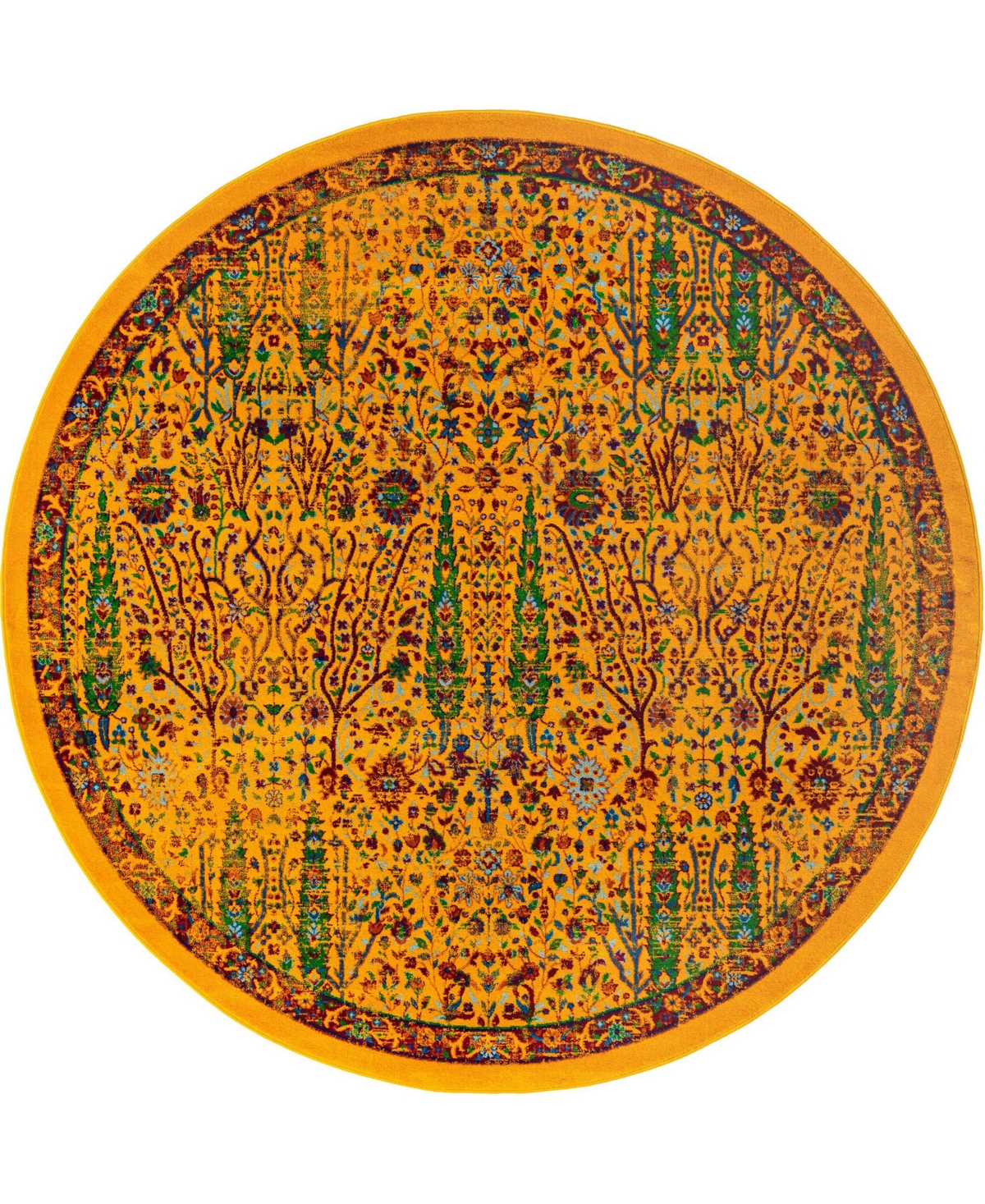 Bayshore Home Gozo Kaiso 7'10in x 7'10in Round Area Rug - Yellow