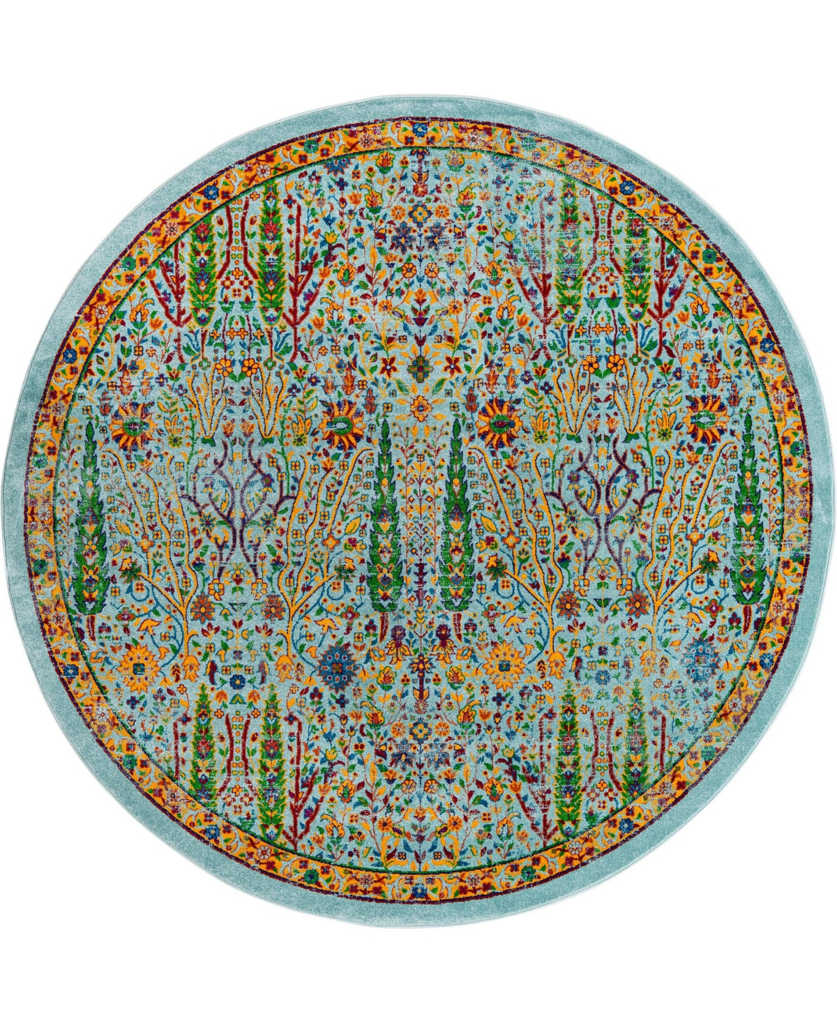 Bayshore Home Gozo Kaiso 7'10in x 7'10in Round Area Rug - Aqua