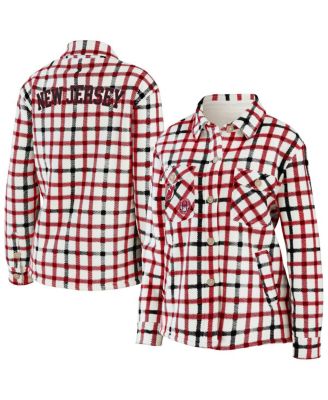 Women's Oatmeal New Jersey Devils Plaid Button-Up Shirt Jacket