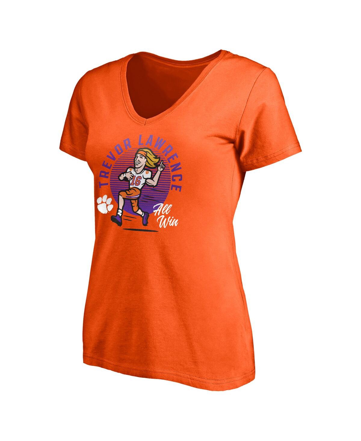 Women's Fanatics Trevor LawrenceClemson Tigers Caricature V-Neck T-shirt - Orange