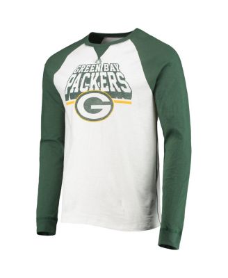 Men's White, Green Bay Packers Colorblock Raglan Long Sleeve T-shirt