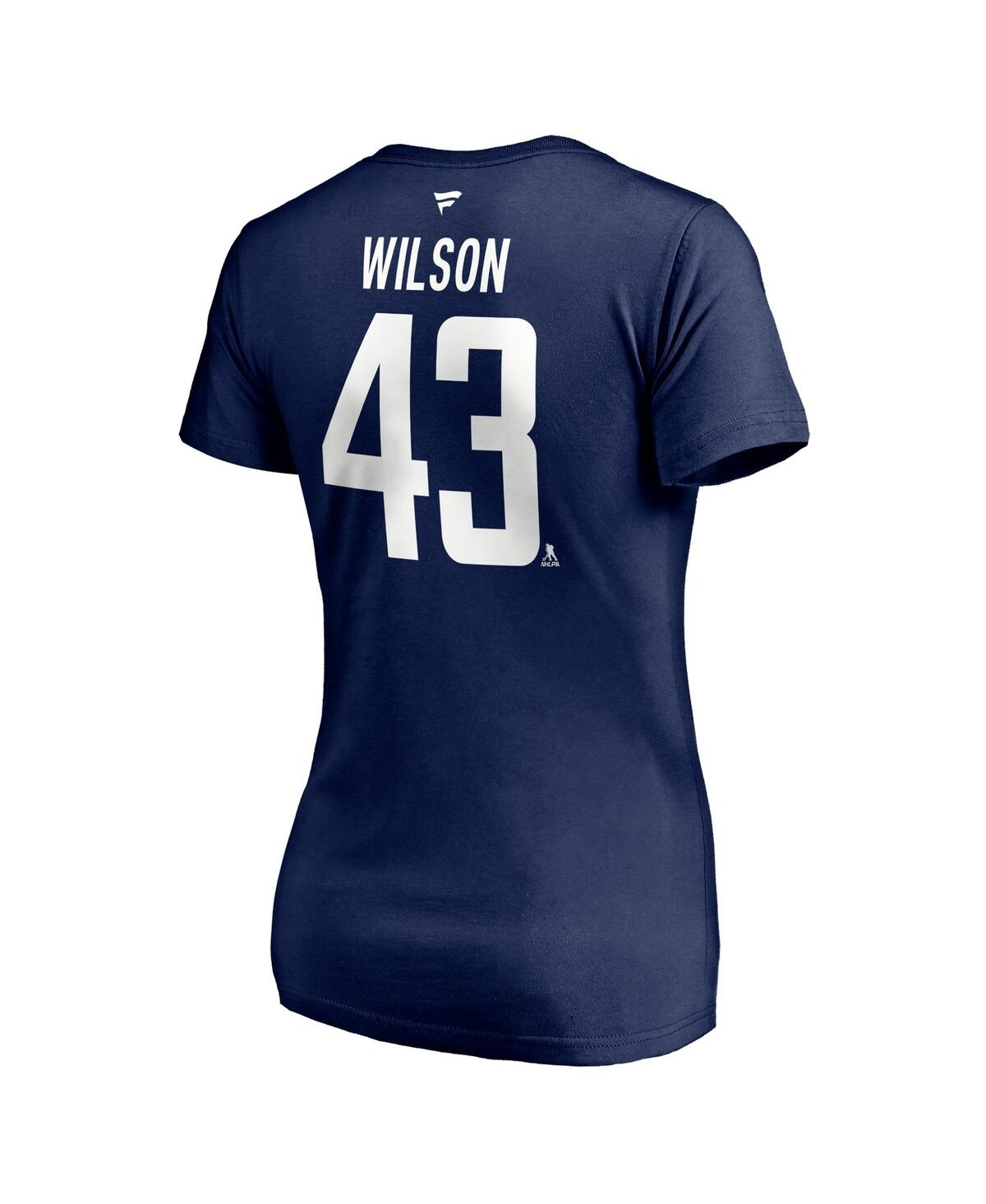 Women's Fanatics Tom WilsonWashington Capitals 2020/21 Alternate Authentic Stack Name and Number V-Neck T-shirt - Navy