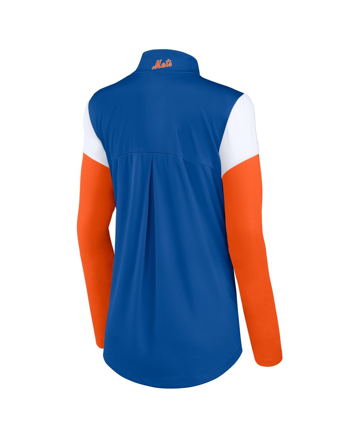 Shop Fanatics Women's  Royal And Orange New York Mets Authentic Fleece Quarter-zip Jacket In Royal,orange